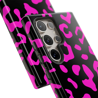 Black and Pink Leopard Print Phone Case - for Apple, Samsung, and Google Phones