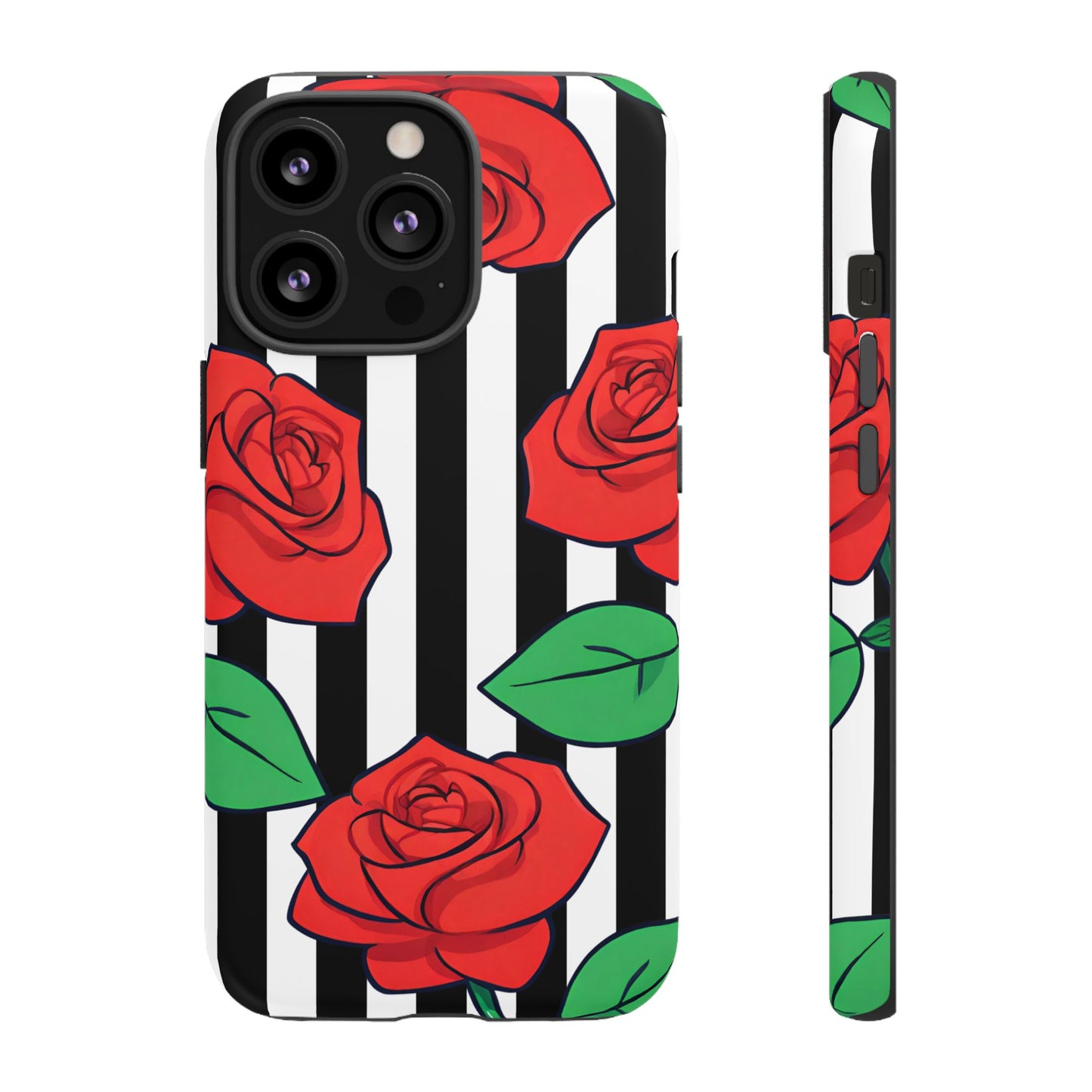 Stripes and Roses Phone Case - for Apple, Samsung, and Google Phones