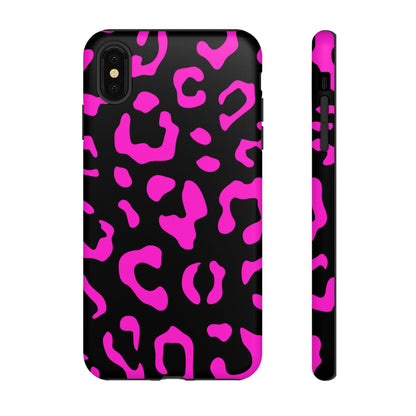 Black and Pink Leopard Print Phone Case - for Apple, Samsung, and Google Phones