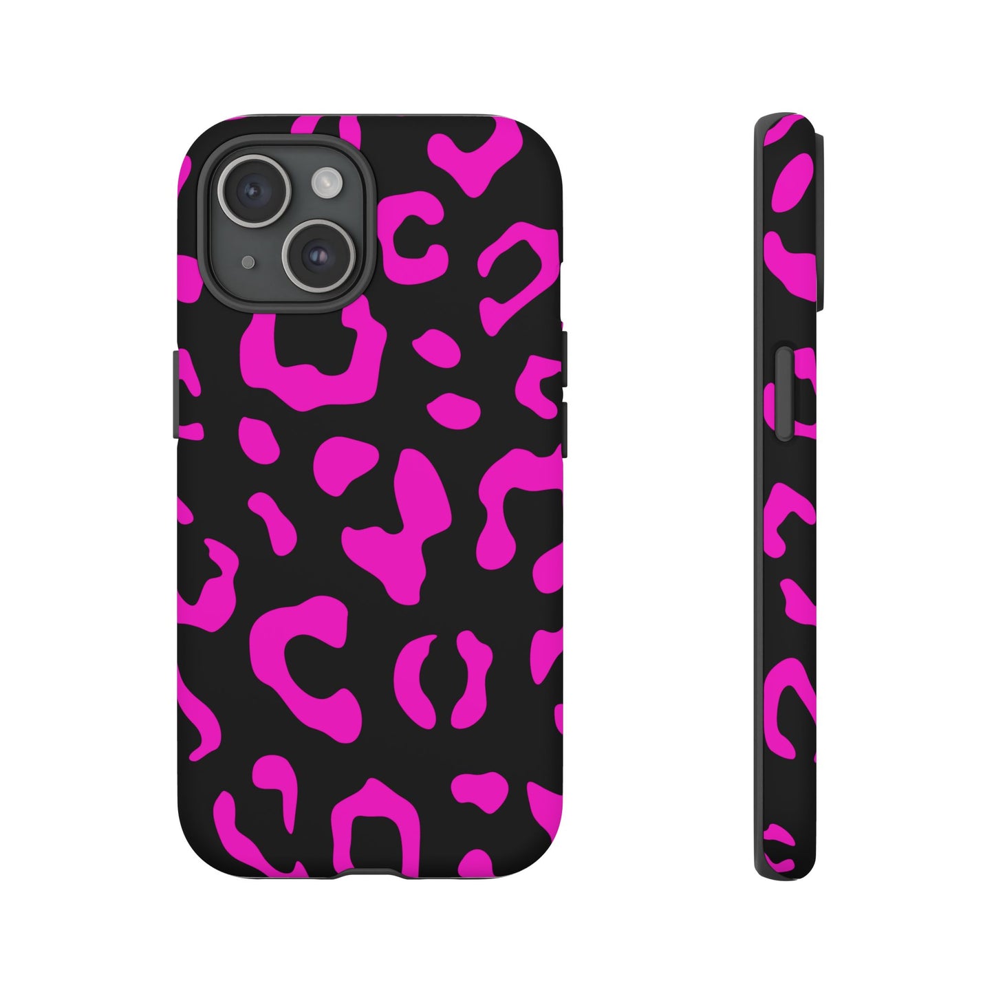 Black and Pink Leopard Print Phone Case - for Apple, Samsung, and Google Phones