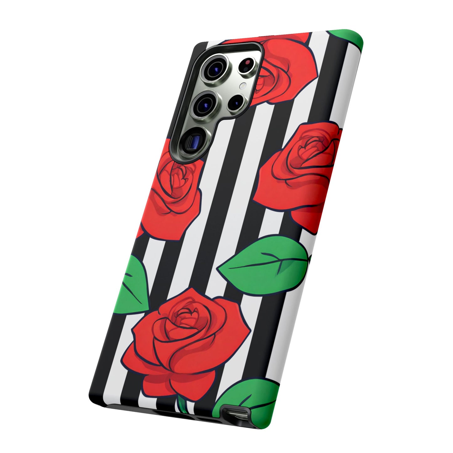 Stripes and Roses Phone Case - for Apple, Samsung, and Google Phones