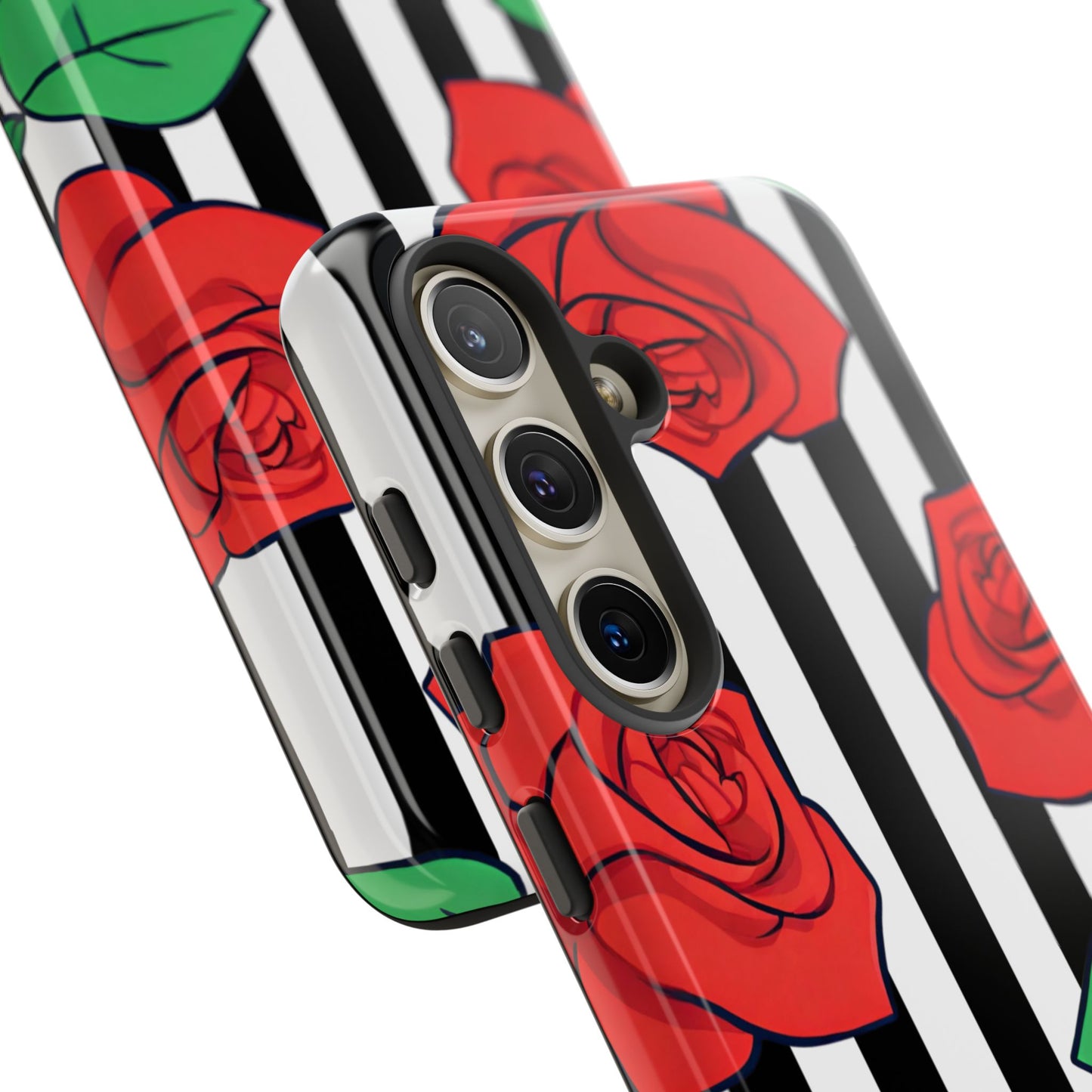 Stripes and Roses Phone Case - for Apple, Samsung, and Google Phones