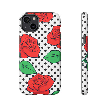 Polka Dot and Roses Phone Case - for Apple, Samsung, and Google Phones