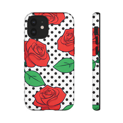 Polka Dot and Roses Phone Case - for Apple, Samsung, and Google Phones