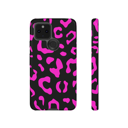 Black and Pink Leopard Print Phone Case - for Apple, Samsung, and Google Phones