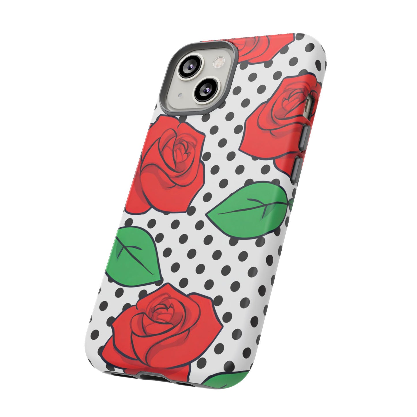 Polka Dot and Roses Phone Case - for Apple, Samsung, and Google Phones