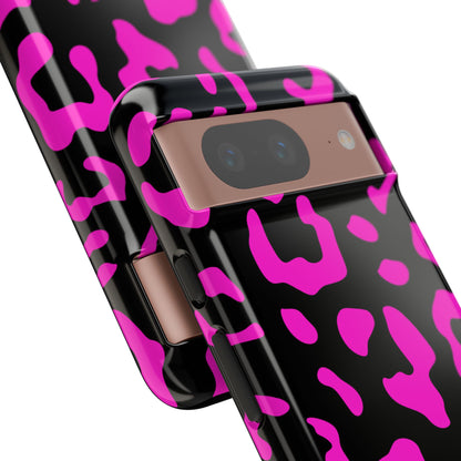 Black and Pink Leopard Print Phone Case - for Apple, Samsung, and Google Phones