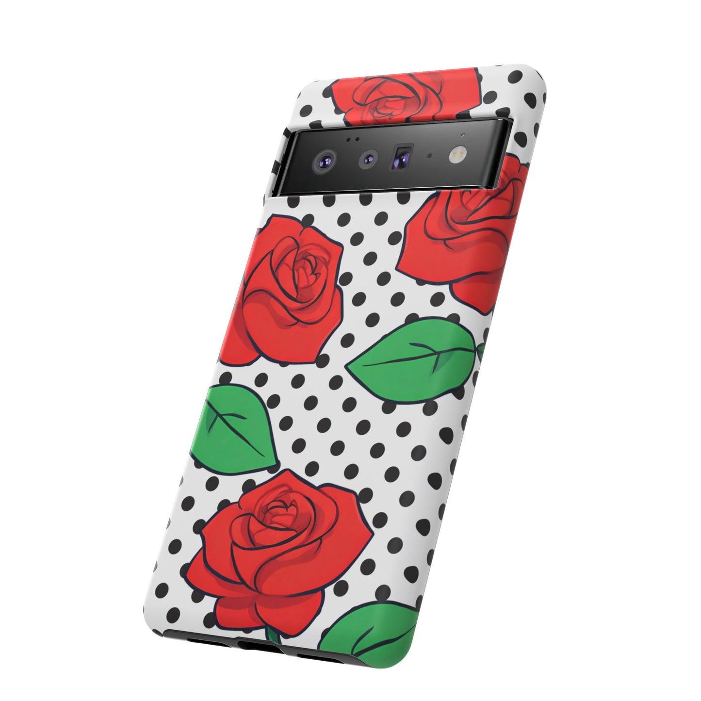 Polka Dot and Roses Phone Case - for Apple, Samsung, and Google Phones