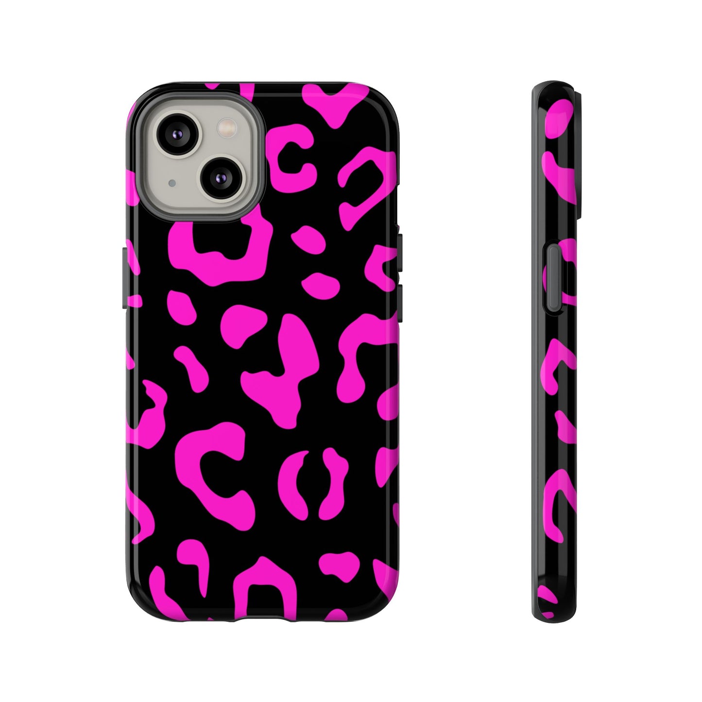 Black and Pink Leopard Print Phone Case - for Apple, Samsung, and Google Phones