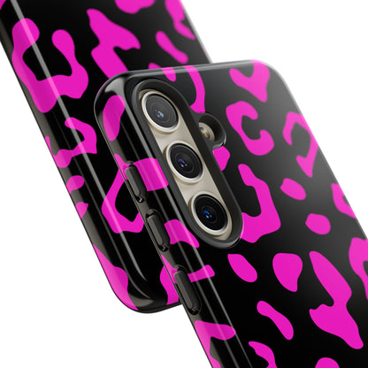 Black and Pink Leopard Print Phone Case - for Apple, Samsung, and Google Phones