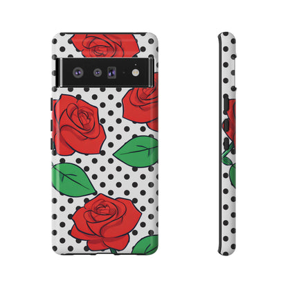 Polka Dot and Roses Phone Case - for Apple, Samsung, and Google Phones