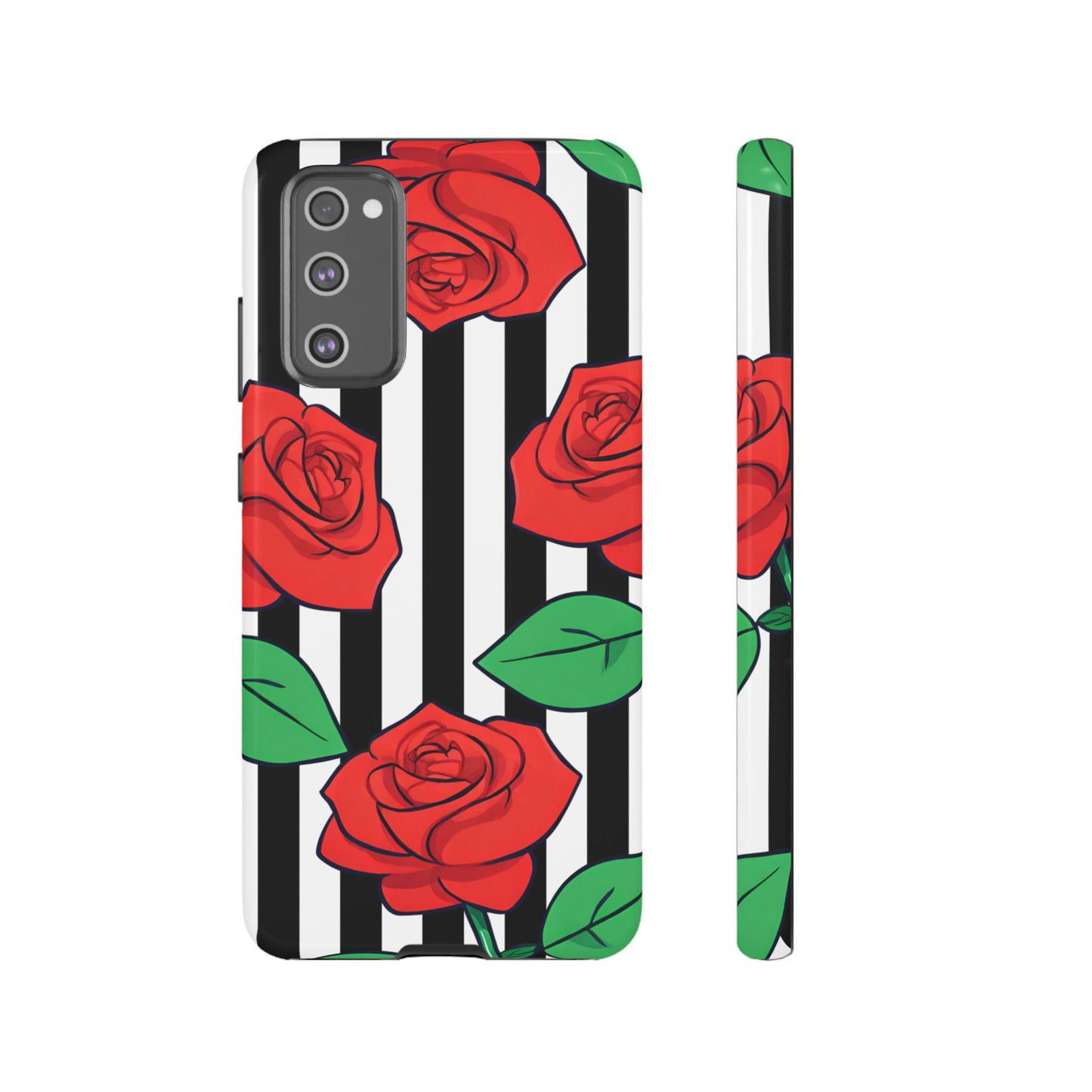 Stripes and Roses Phone Case - for Apple, Samsung, and Google Phones