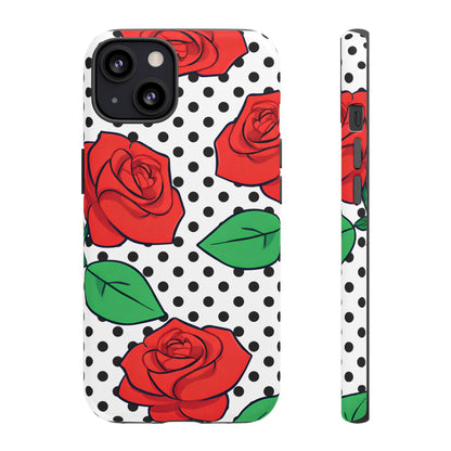 Polka Dot and Roses Phone Case - for Apple, Samsung, and Google Phones