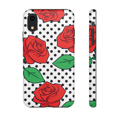 Polka Dot and Roses Phone Case - for Apple, Samsung, and Google Phones