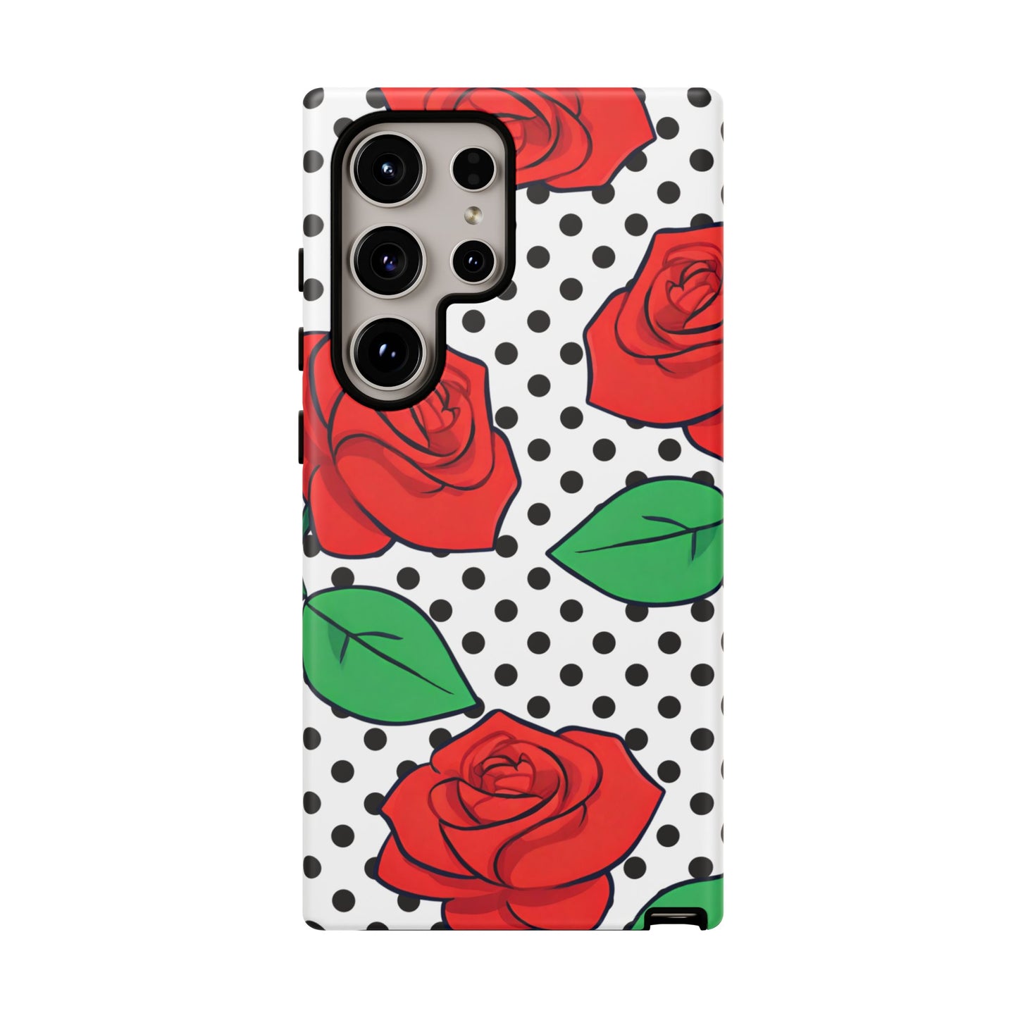 Polka Dot and Roses Phone Case - for Apple, Samsung, and Google Phones