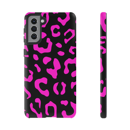 Black and Pink Leopard Print Phone Case - for Apple, Samsung, and Google Phones