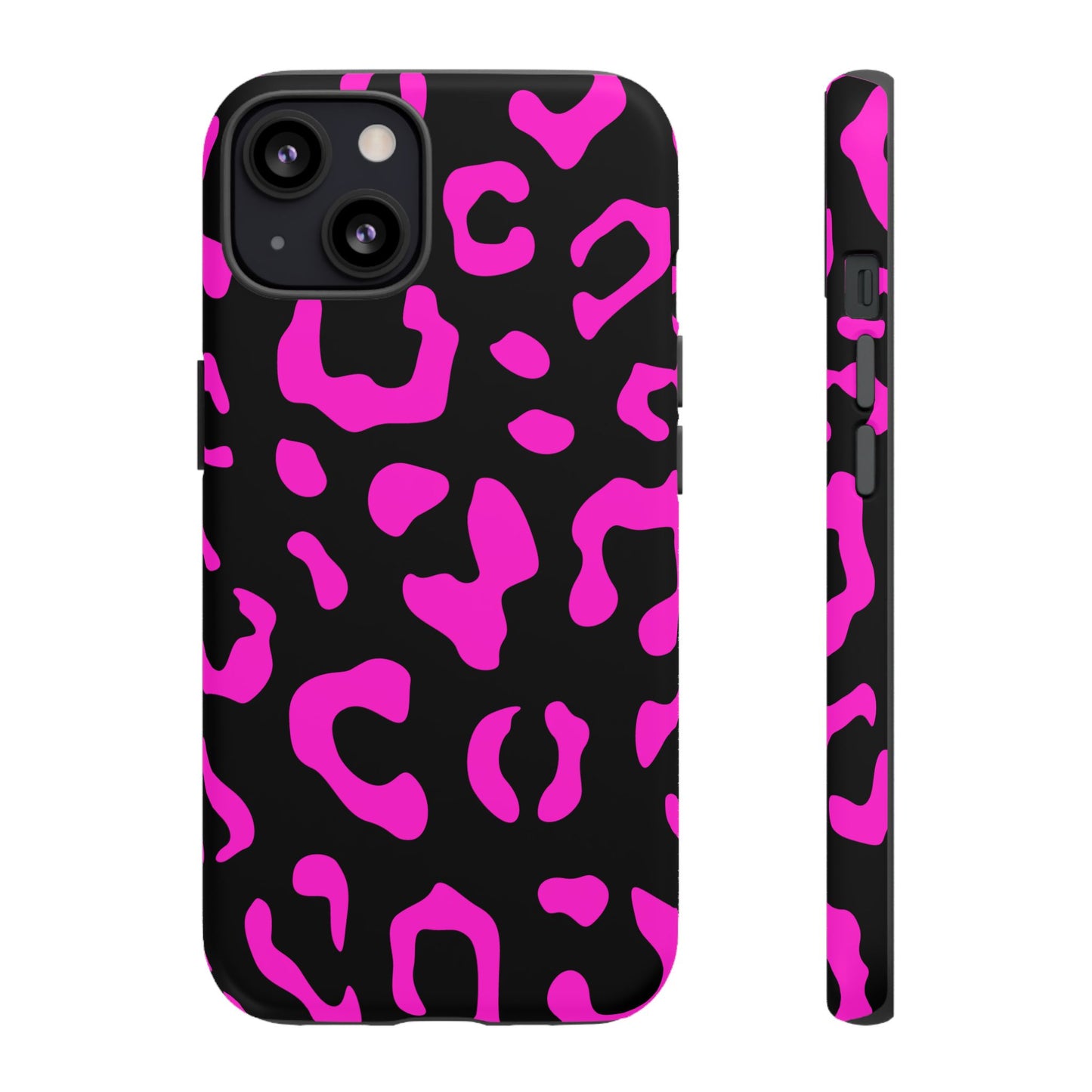 Black and Pink Leopard Print Phone Case - for Apple, Samsung, and Google Phones