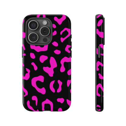 Black and Pink Leopard Print Phone Case - for Apple, Samsung, and Google Phones