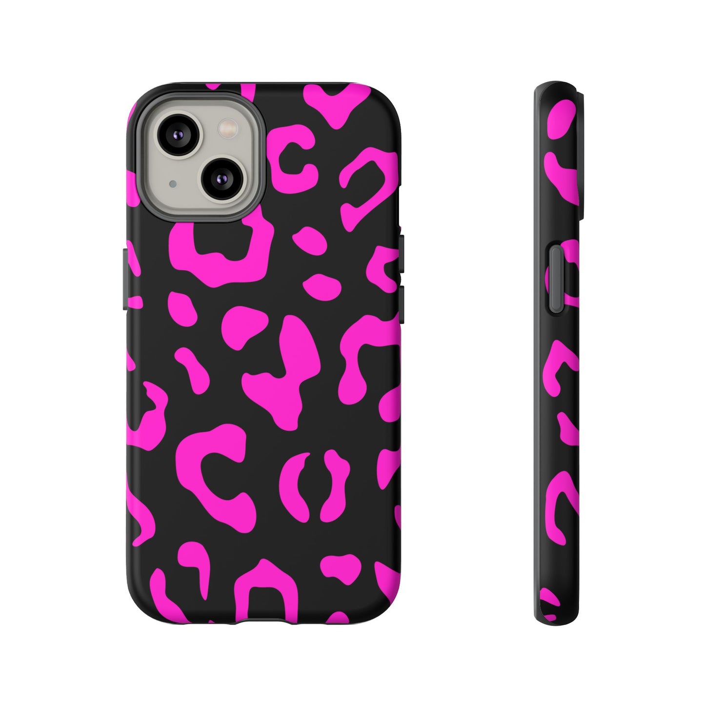 Black and Pink Leopard Print Phone Case - for Apple, Samsung, and Google Phones