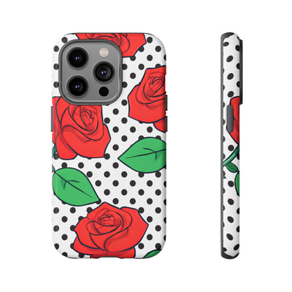 Polka Dot and Roses Phone Case - for Apple, Samsung, and Google Phones