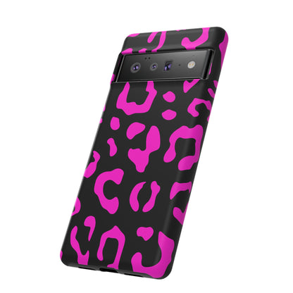 Black and Pink Leopard Print Phone Case - for Apple, Samsung, and Google Phones