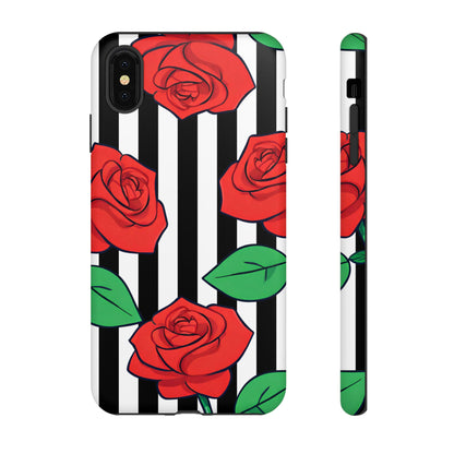 Stripes and Roses Phone Case - for Apple, Samsung, and Google Phones