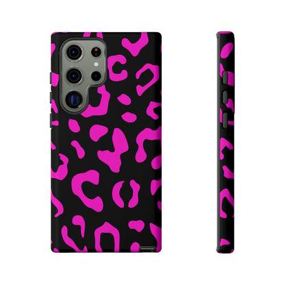 Black and Pink Leopard Print Phone Case - for Apple, Samsung, and Google Phones