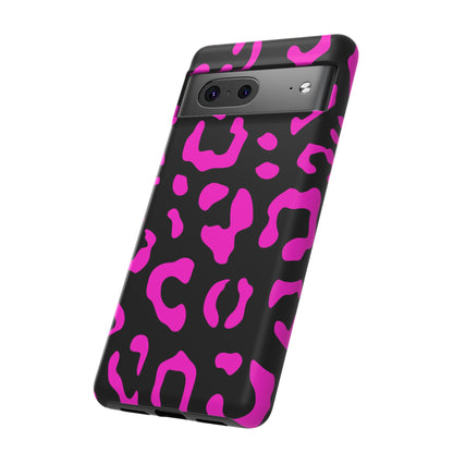 Black and Pink Leopard Print Phone Case - for Apple, Samsung, and Google Phones