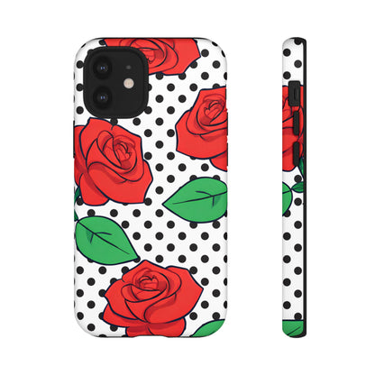 Polka Dot and Roses Phone Case - for Apple, Samsung, and Google Phones