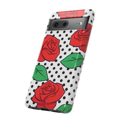 Polka Dot and Roses Phone Case - for Apple, Samsung, and Google Phones