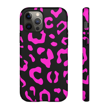 Black and Pink Leopard Print Phone Case - for Apple, Samsung, and Google Phones