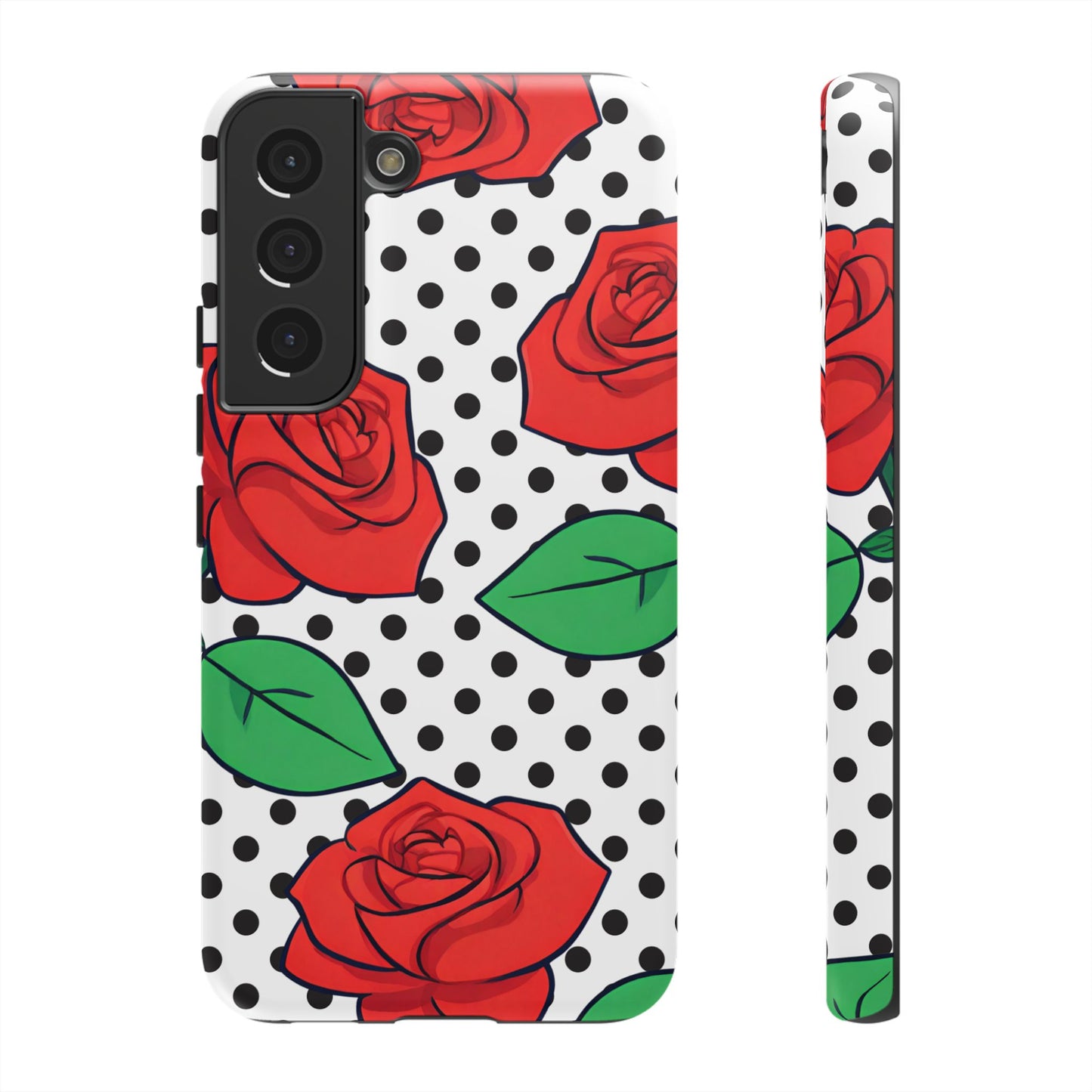 Polka Dot and Roses Phone Case - for Apple, Samsung, and Google Phones