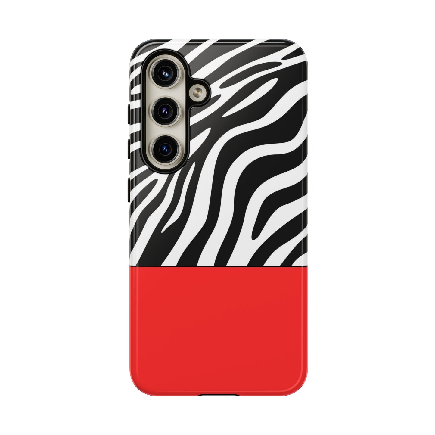 Zebra Print with Red Color Block Phone Case - for Apple, Samsung, and Google Phones