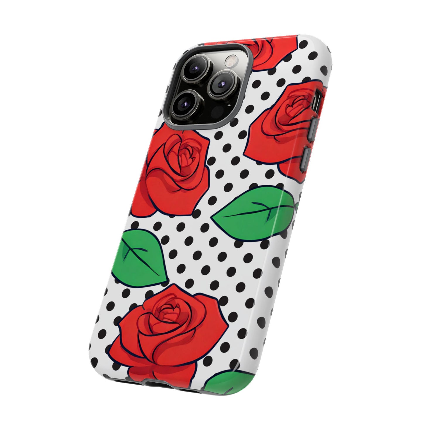 Polka Dot and Roses Phone Case - for Apple, Samsung, and Google Phones