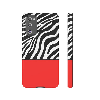 Zebra Print with Red Color Block Phone Case - for Apple, Samsung, and Google Phones