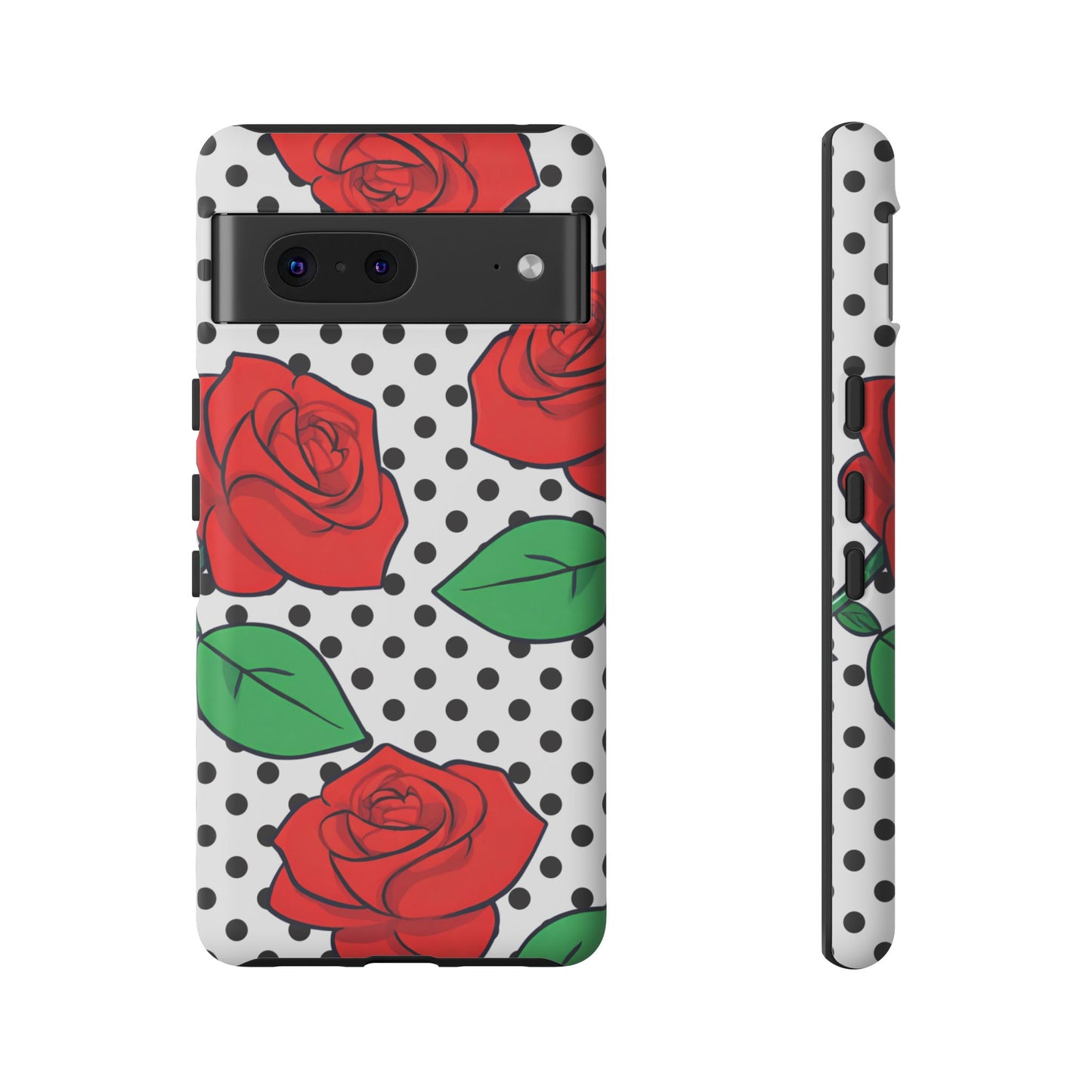 Polka Dot and Roses Phone Case - for Apple, Samsung, and Google Phones