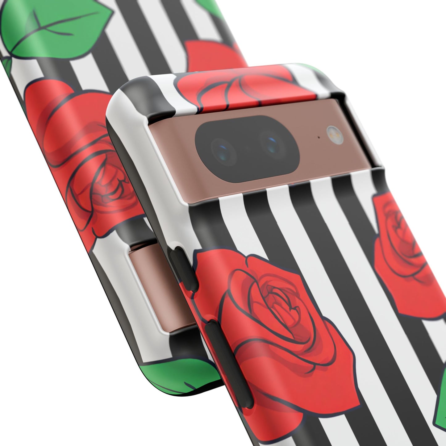 Stripes and Roses Phone Case - for Apple, Samsung, and Google Phones