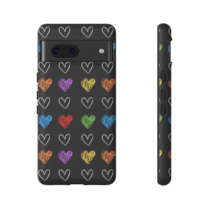 Colored Hearts Phone Case - for Apple, Samsung, and Google Phones