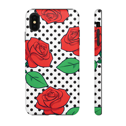 Polka Dot and Roses Phone Case - for Apple, Samsung, and Google Phones