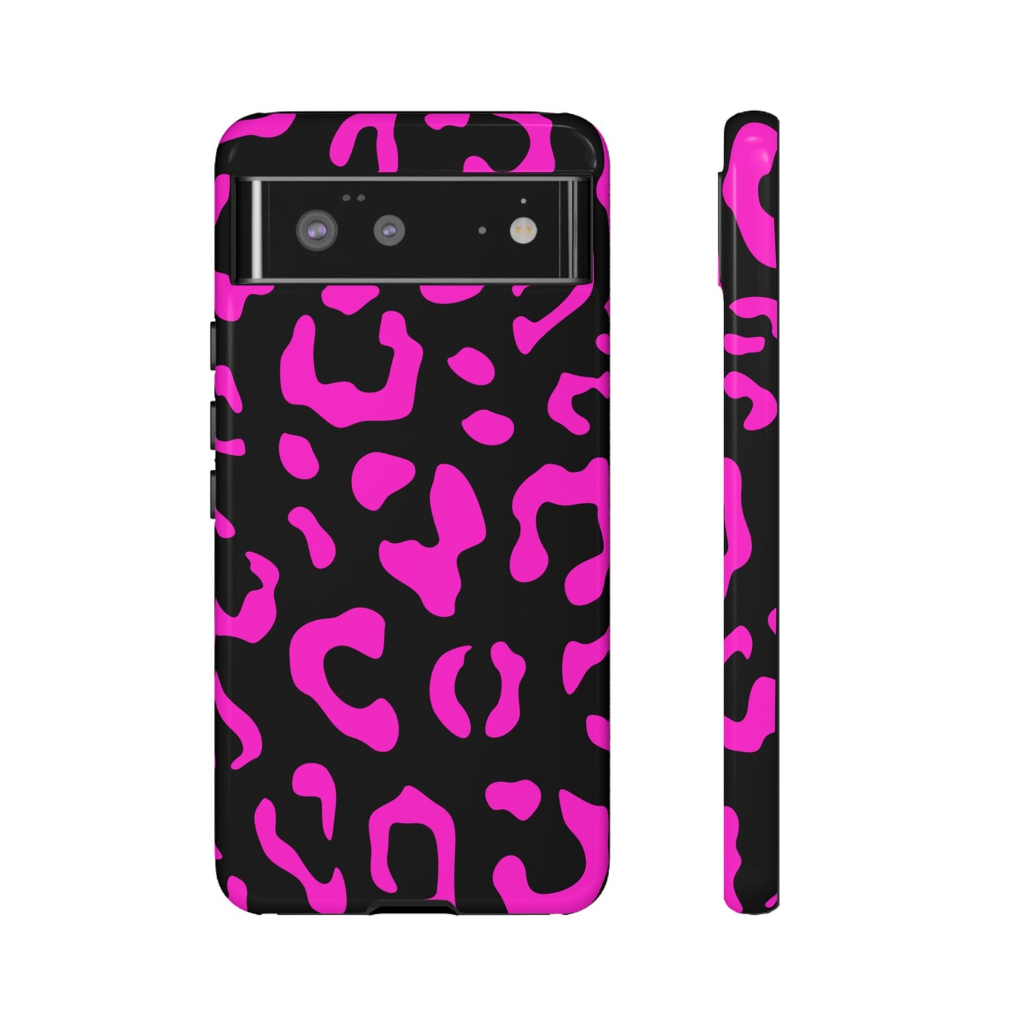 Black and Pink Leopard Print Phone Case - for Apple, Samsung, and Google Phones