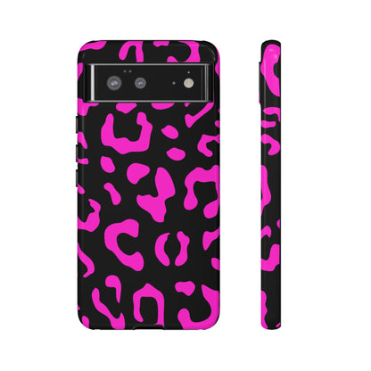 Black and Pink Leopard Print Phone Case - for Apple, Samsung, and Google Phones