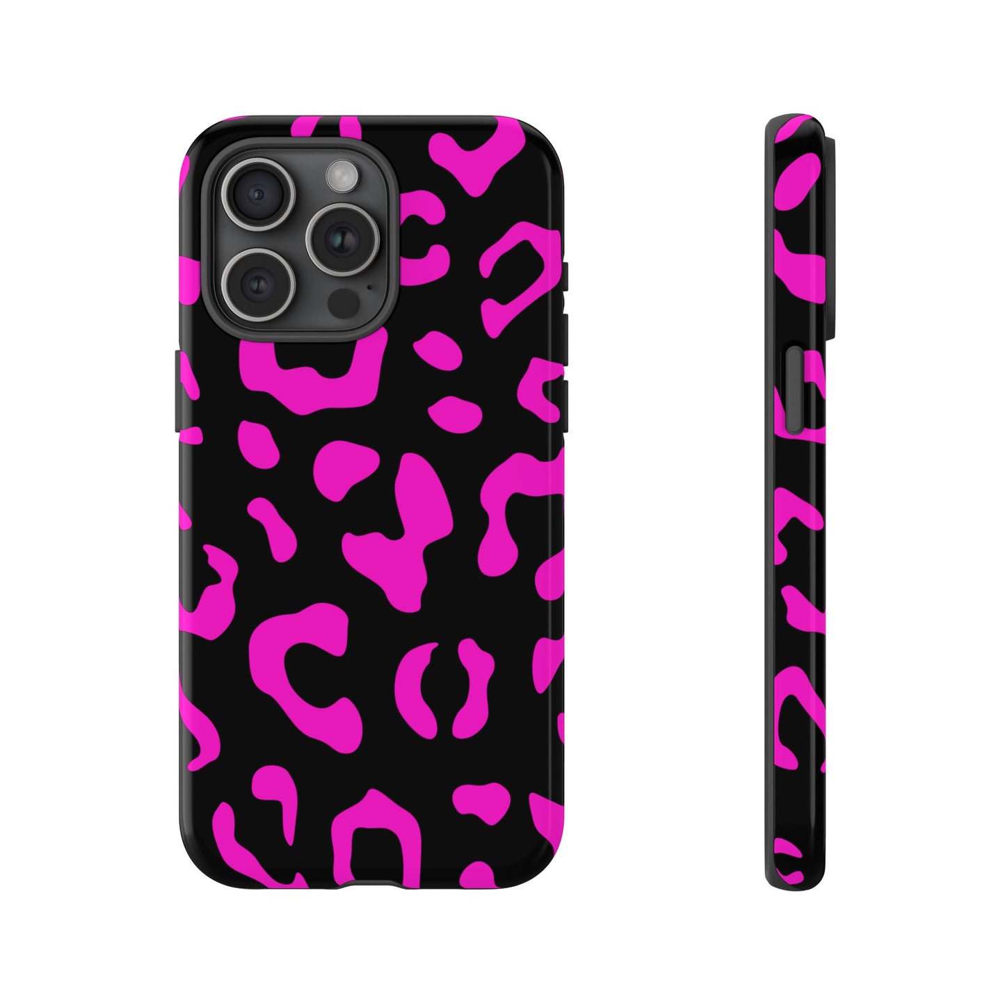 Black and Pink Leopard Print Phone Case - for Apple, Samsung, and Google Phones