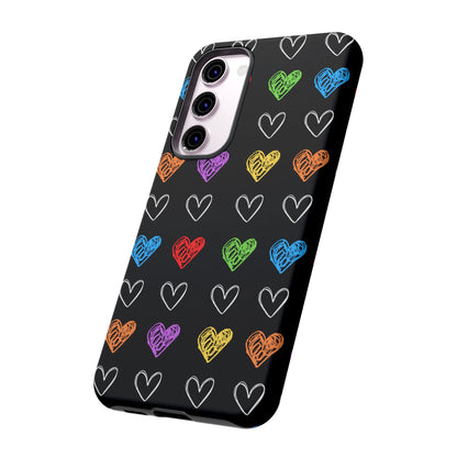 Colored Hearts Phone Case - for Apple, Samsung, and Google Phones