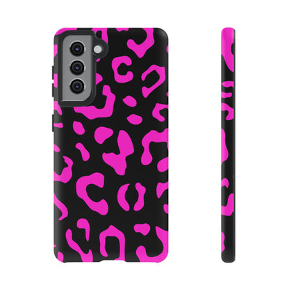 Black and Pink Leopard Print Phone Case - for Apple, Samsung, and Google Phones