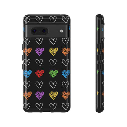 Colored Hearts Phone Case - for Apple, Samsung, and Google Phones