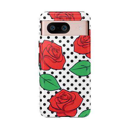 Polka Dot and Roses Phone Case - for Apple, Samsung, and Google Phones