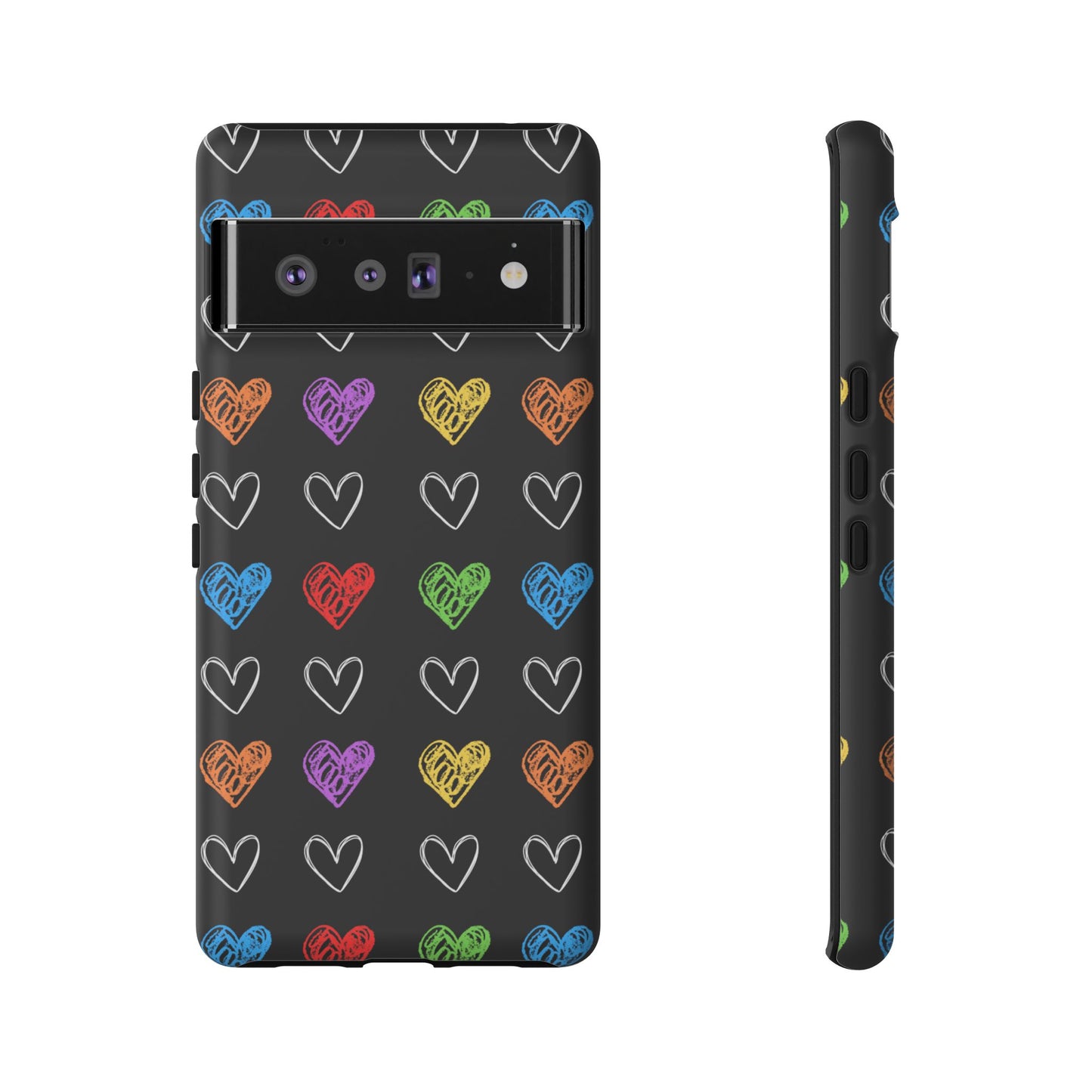 Colored Hearts Phone Case - for Apple, Samsung, and Google Phones