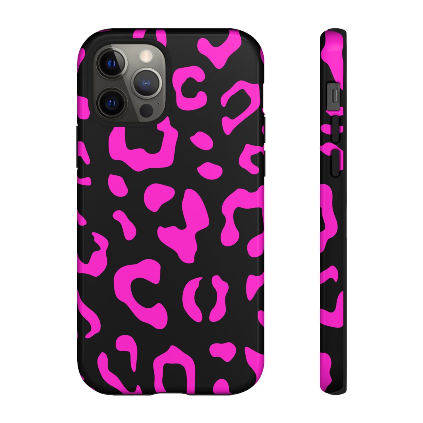 Black and Pink Leopard Print Phone Case - for Apple, Samsung, and Google Phones