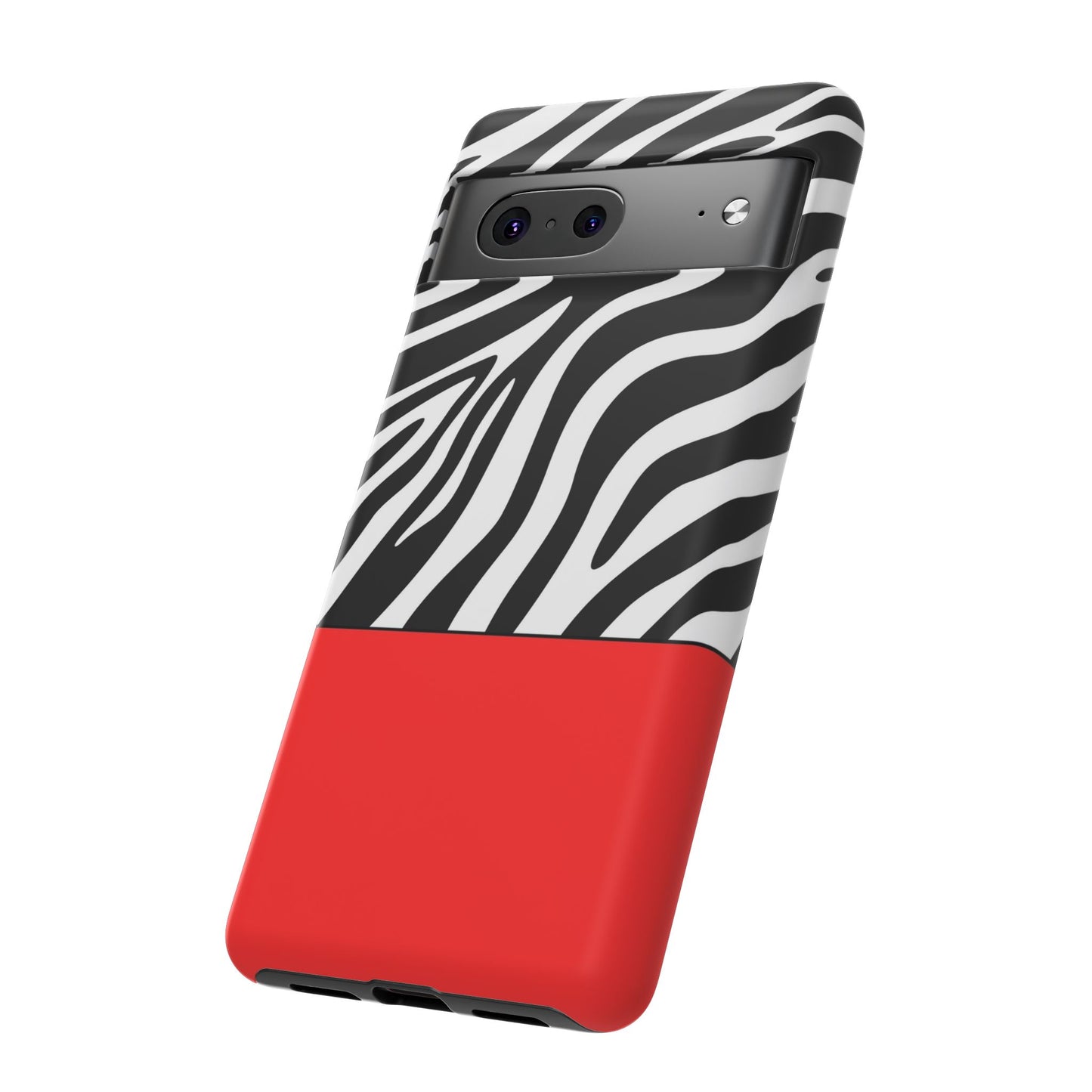 Zebra Print with Red Color Block Phone Case - for Apple, Samsung, and Google Phones