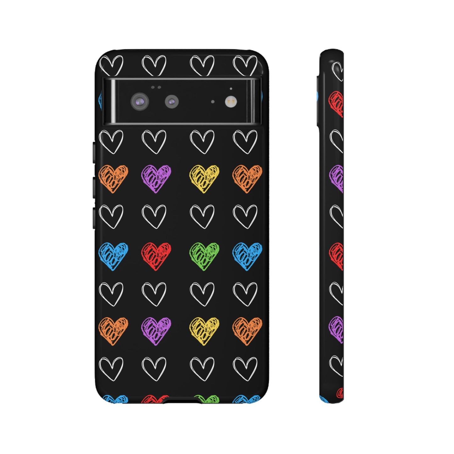 Colored Hearts Phone Case - for Apple, Samsung, and Google Phones